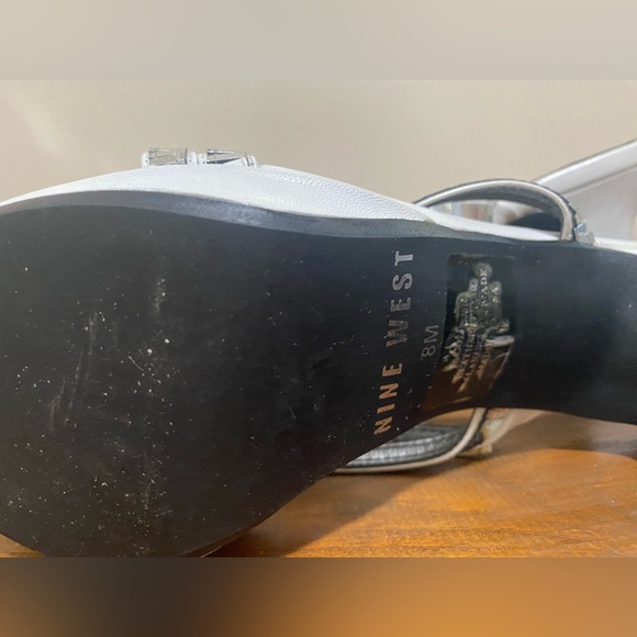 Nine West Silver & White Strappy Heels - Picture 5 of 5